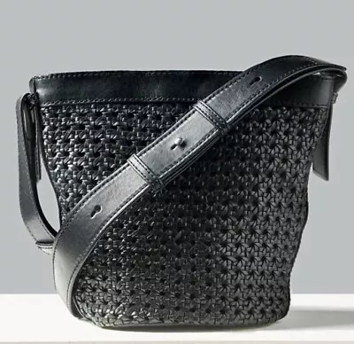 £65.99 • Buy M&S Autograph Genuine Leather Black Woven Bucket Bag Cross Body RRP £109