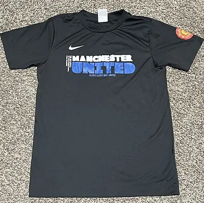 NIKE Manchester United Shirt Football Soccer Shirt Black Red Devils Youth Large • $12.99