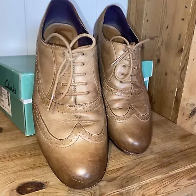 £15 • Buy Clarks Hamble Oak Caramel Leather Brogue Size 6
