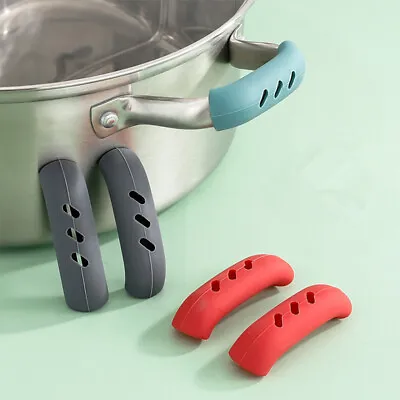 Silicone Pan Handle Cover Heat Insulation Covers Pot Ear Clip Steamer Pan • £2.48