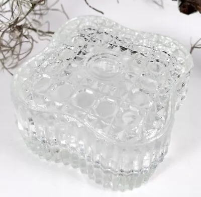 Vintage Clear Glass Lidded Trinket Box • $0.99