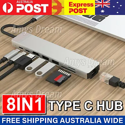 8in1 USB-C Type C HD Output 4K HDMI USB 3.0 HUB Adapter For MacBook IPad MEL • $8.27