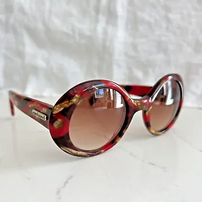 Vintage CACHAREL Sunglasses Red Plum Gold Frame Round Cat Eye Style Paris France • $60