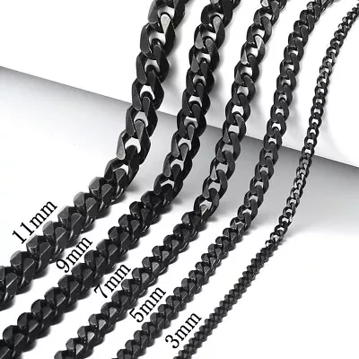 3mm/5mm/7mm/9mm/11mm Stainless Steel Curb Cuban Chain Necklace Men Women 18-28'' • $1.99