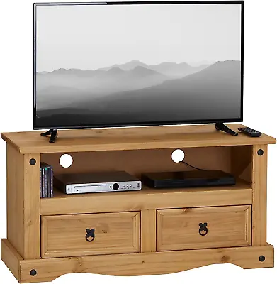 Corona 2 Drawer Flat Screen TV Unit Mexican Solid Pine Wax • £84.70