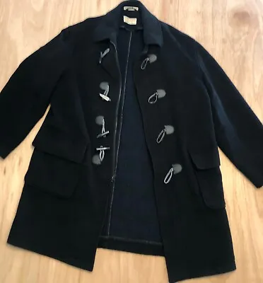 Vtg Mens Pea Coat Jacket Size Large Black Wool Blend Toggle Button Michael Kors • $33.15