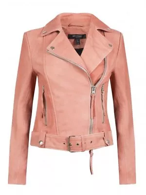 Muubaa Holmdale Pink Leather Moto Biker Jacket US 4 S UK 8 EU 36 New • $239.20