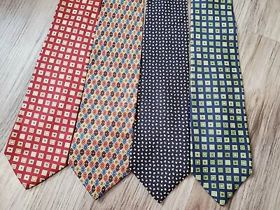 J.crew Lot Of 4 Neckties Men's Silk Tie Print Square Blue Red  • $29.99