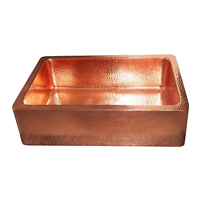Single Bowl Copper Kitchen Sink Hammered Shinny Belfast Farmhouse Butler Style • £749