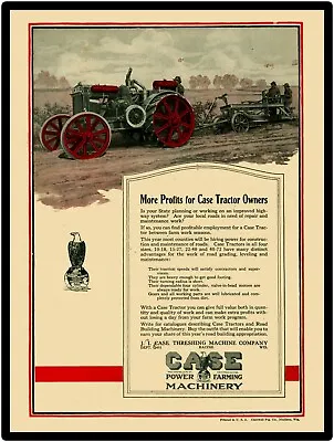 Vtg. Look 1922 Case Threshing New Metal Sign: Tractors  12 X 16  Large Size • $33.88