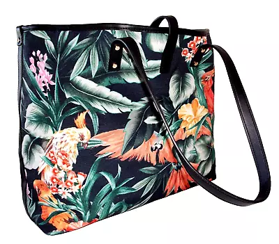 Oasis/large Tropical Bag/tote Shopper/extra Large/navy Blue/inner Pocket/lined/: • £5.99