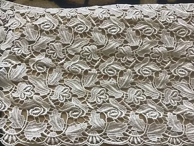 7 1/2 Yds Scalloped Ivory Bridal Floral Rayon Venise Lace Edge   • $45