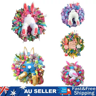 50cm Easter Rabbit Wreath Decor For Front Door Bunny Shape Garland Wall Decor AU • $28.49