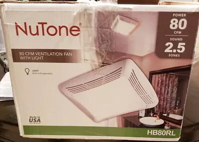 NuTone 80 CFM Bathroom Exhaust Fan With Light Ceiling Mounted Model HB80RL • $49.99