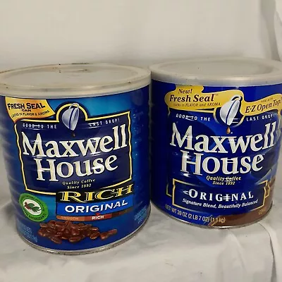 Two Maxwell House Original 39 Oz Empty Tin Cans With Lids 6.5  16cm High • $18