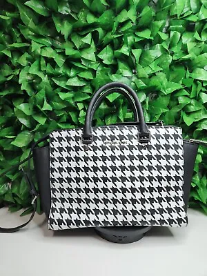 Michael Kors Selma Houndstooth Satchel Handbag With Crossbody Strap • $55.98