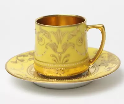 Antique German Fraureuth Dresden Porcelain Demitasse Miniature Cup And Saucer • $50