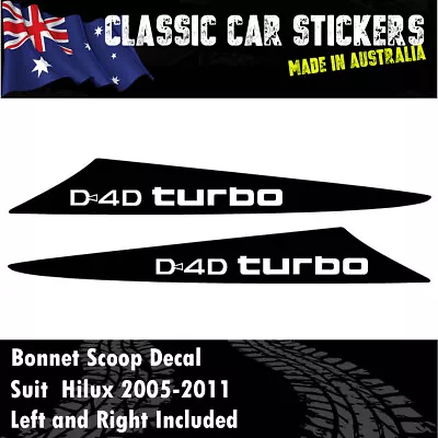 HILUX D4D Turbo Decal Sticker For 2 Fin Small Bonnet Scoop 2005 TO 2011 4X4 • $20