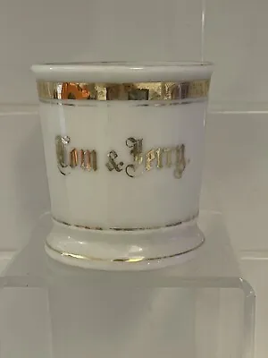 Vintage Tom & Jerry Mug White & Gold (Wide Gold Stripe) • $10