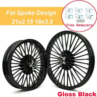 21x2.15 18x3.5 Fat Spoke Wheels For Harley Softail Night Train Dyna FXDL FXDB • $609.69