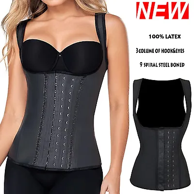 UK Women Latex Underbust Waist Training Steel Boned Shapewear Corset Body Shaper • £10.79