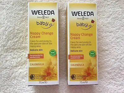 WELEDA BABY CALENDULA NAPPY CHANGE CREAM 2 X 75ml PACKS EX 12/2025 • £10