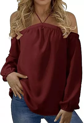 YOINS Women Cold Shoulder Tops Halter Neck Crossed Front Tshirts V Neck • £10