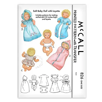 Baby Doll Sewing Pattern McCall S 826 Layette Rag Cloth Toy Stuffed Romper 12  • $6.99