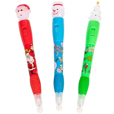 Light Up LED Christmas Xmas Mini Small Topper Ballpoint Pen Party Bag Filler • £3.49