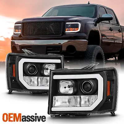 For 07-13 GMC Sierra 1500/2500HD/3500HD Black DRL LED Tube Projector Headlights • $258.99