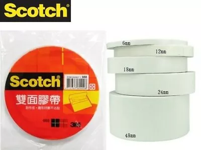 3M Scotch 668 Double Sided Tape 6/12/18/24/48mm X 15yd (Select) • $5.14