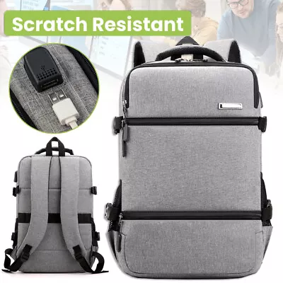 17  Travel Backpack Large Laptop Backpack Waterproof Shoulder Bag USB School Bag • £12.99