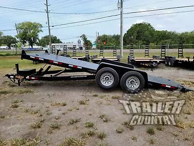 NEW 2024 7 X 20 14K FLATBED Steel Deck Power Tilt Equipment Car Hauler Trailer • $8295