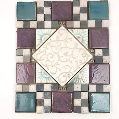 Handmade Tile Mosaic Panel Backsplash 3/8  Thick 13.5  X 16.5  Mounted On Mesh • $159