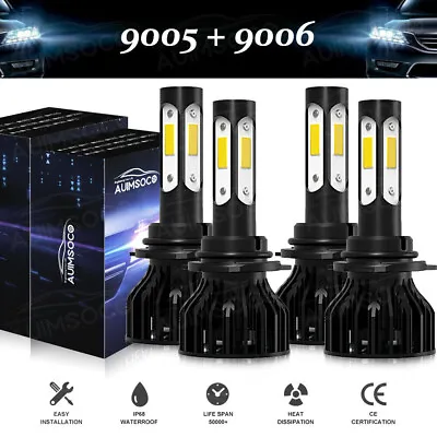 LED Headlights Bulbs Conversion Kit 9005 9006 High Low Beam Bright White HB3+HB4 • $39.99