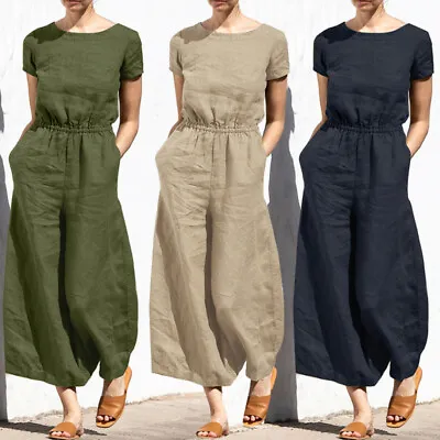 AU STOCK ZANZEA Womens Short Sleeve Jumpsuit Holiday Casual Oversized Overalls • $24.09