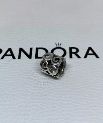 PANDORA Moments Silver Fantasy Swirl Spiral Cubic Zirconia Charm 790263CZ • £11.99