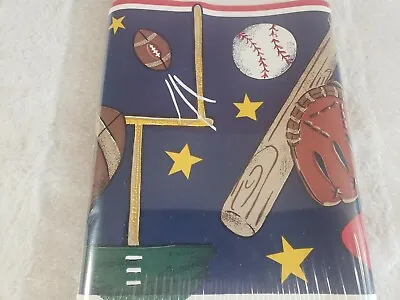 Bed Bath & Beyond Coordinated Wallpaper Border 5 Yd All Star Sports USA Blue Red • $1.88