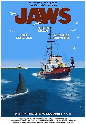 New Jaws Movie Print Premium Poster Wall Art Size A5-a1 • $18