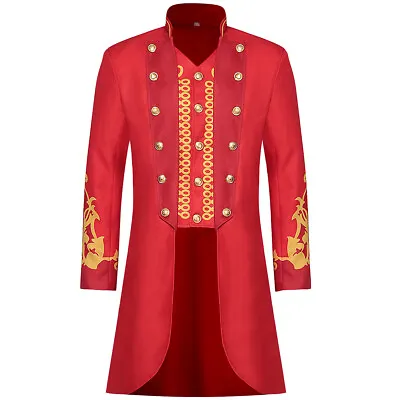 Victorian  Red Coat For Men Gothic Halloween Men's Jacket Vampire Men's Pirate • $38.99