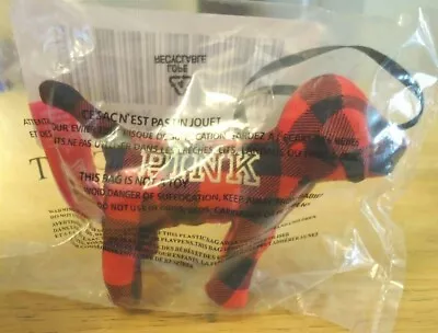 VICTORIA SECRET PINK LIMITED EDITION Plaid Checkers MINI DOG ORNAMENT In Bag • $50