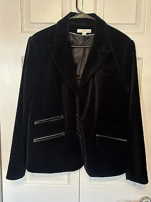 Merona Women's Blazer Jacket Small Velvet 18W Triple Button Long Sleeves Black • $19