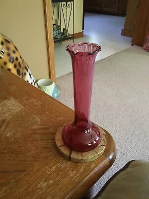 Pilgrim Cranberry Glass Vase Signed • $8