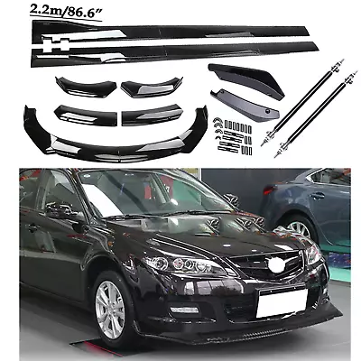 Front Bumper Spoiler Body Kit / Side Skirt/Strut Rods For 2004-21 Mazda 2 3 5 • $99.99