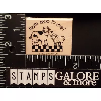 Stampin' Up! RUBBER STAMPS 1992 FROM MOO TO EWE COUNTRY COW SHEEP ANIMALS #T49 • $1.99