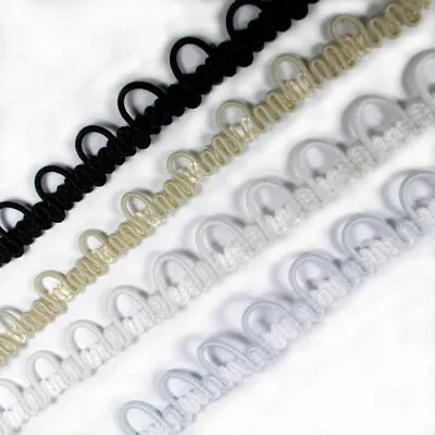 £3.69 • Buy Nortexx Bridal Button Looping 10mm Wide Elastic Loops - Dress Corset Wedding 