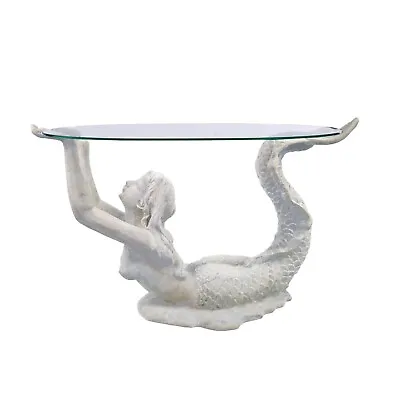 25.75 L Small Mermaid Table Roman Stone Finish Nautical Coffee End Ocean Sea • $529.95