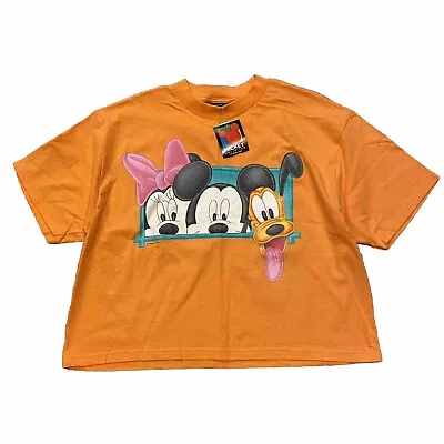Nwt Vtg Mickey Unlimited Disney Orange Crop Top T-shirt L Minnie Mouse (10) • $39.99
