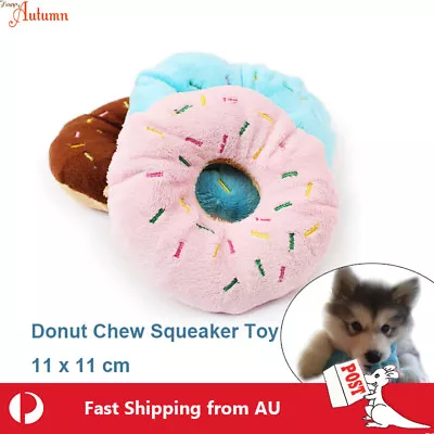 $6.29 • Buy Dog Chew Donuts Toy Soft Squeaky Pet Puppy Squeaker Plush Training 11cm Fluffy
