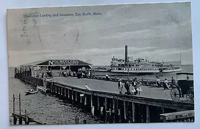 1910 MA Postcard Martha's Vineyard Oak Bluffs Steamboat Landing Steamer Uncatena • $10.99